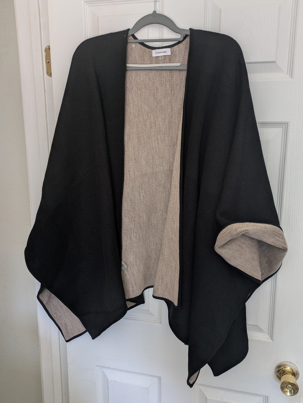 Calvin Klein Black and Beige Open-Front Wrap
